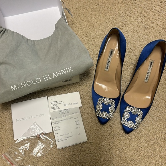 EUC 105MM Hangisi blue size 37.5 Manolo Blahnik - Picture 3 of 7